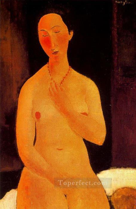 seated nude with necklace 1917 Amedeo Modigliani Oil Paintings